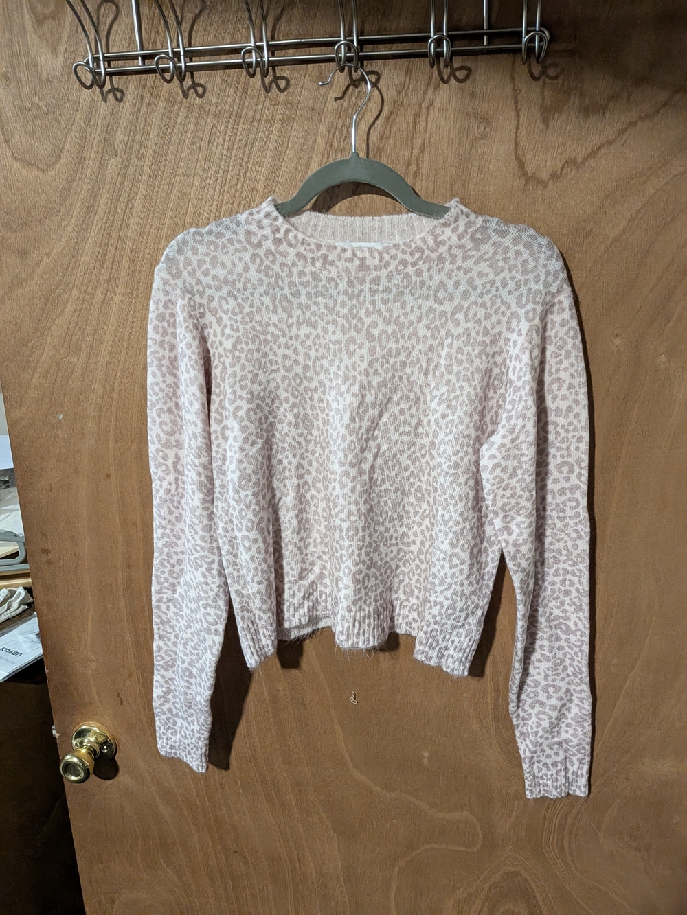 JustFab Blush Leopard Crew Neck Sweater